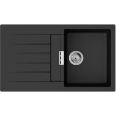 Hansgrohe Мийка кухонна S52, граніт, прямокутник, з крилом, 840х480х190мм, чаша - 2, накладна, S520-F345, чорний графіт (43356170)