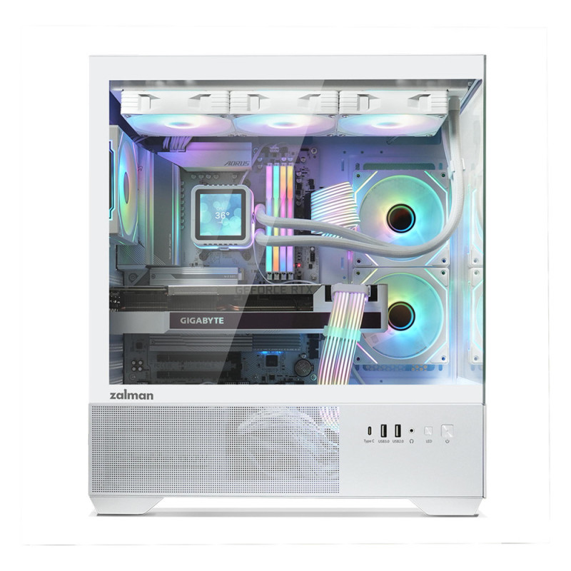 Zalman PC case Chronix without PSU, 1xUSB3.0, 1xUSB2.0, 1x Type C, 2x120mm ARGB Reverse, 1x120mm ARGB, VGA 410mm, LCS ready, TG Side/Front Panel, ATX,white (CHRONIXWHITE)