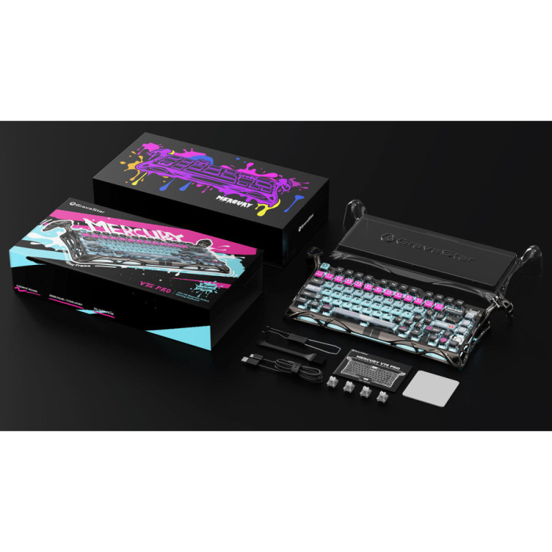 GravaStar Клавіатура механічна Mercury V75 Pro 80keys, Magnetic Jade Gaming, 8K, USB-A, RGB, Cyberpunk (GSV75PRO_U_RM_EGRY)