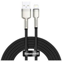 Дата кабель USB 2.0 AM to Lightning 2.0m 2.4A metal black Baseus (CALJK-B01)