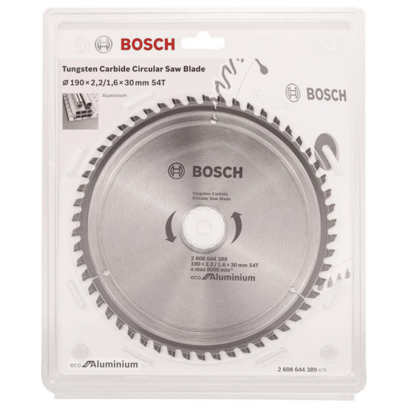 Bosch Диск пильный Eco for Aluminium 190x2.42/1.6x30 мм 54TCG (2.608.644.389)