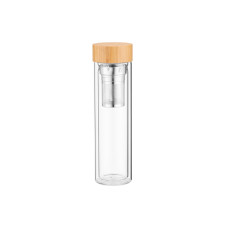 ARDESTO Double wall Bottle, 450 ml, borosilicate glass, bamboo lid (AR1345BB)