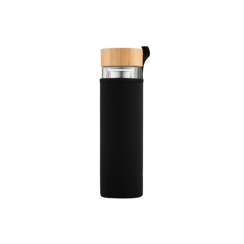 ARDESTO Double wall Bottle, 450 ml, borosilicate glass, bamboo lid (AR1345BB)