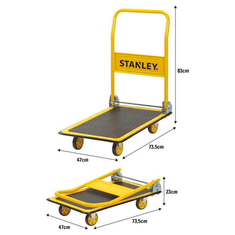 Stanley Тележка грузовая Stanley платформенная, антискользящая поверхность, платформа 73,5x47см, до 150кг, вес 7.7кг (SXWT-PC527)