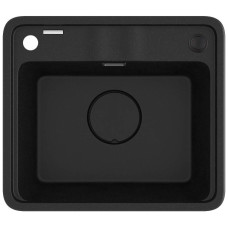 Deante Kitchen Sink granite, square, no drainboard, 500х440х230mm, bowl - 1, over-mounted, metallic graphite + kitchen board (ZKM_G103)