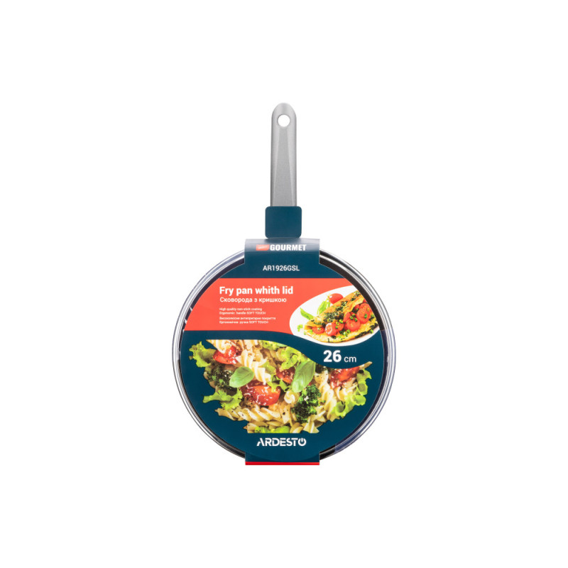ARDESTO Fry pan with lid Gemini Gourmet Vasto, 26cm, aluminium, gray (AR1926GSL)