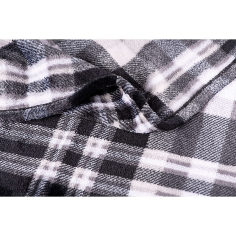ARDESTO Flannel blanket, 160x200cm, grey check, 100% polyester (ART0101PB)