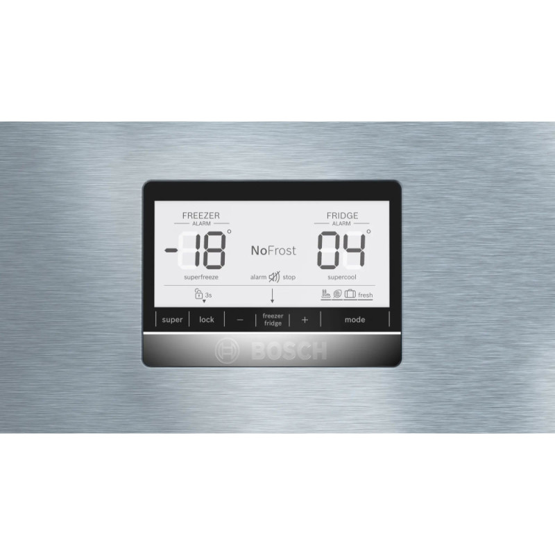 Bosch Ref with bottom freezer, 186x80x86, ref-479L, freez.-140L, 2doors, A++, NF, display, inox (KGN86AI32U)