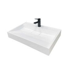 Adamant Sink, washbasin VISION, artificial stone, rectang., with mixer hole, without overflow, 700х455х110mm, imposed, white (4824296204101)