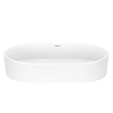 ARDESTO Раковина, умивальник ARDESTO Elle, штучний камінь, овальна, без отвору для змішувача та переливу, 540x350x110мм, накладний, білий (LL_001)