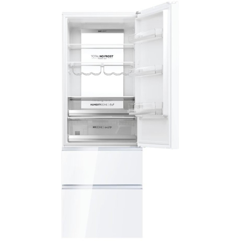 Haier Холодильник многодверный, 200.6x70х67.5, холод.отд.-343л, мороз.отд.-140л, 3дв., А++, NF, инв., дисплей, нулевая зона, белый (стекло)