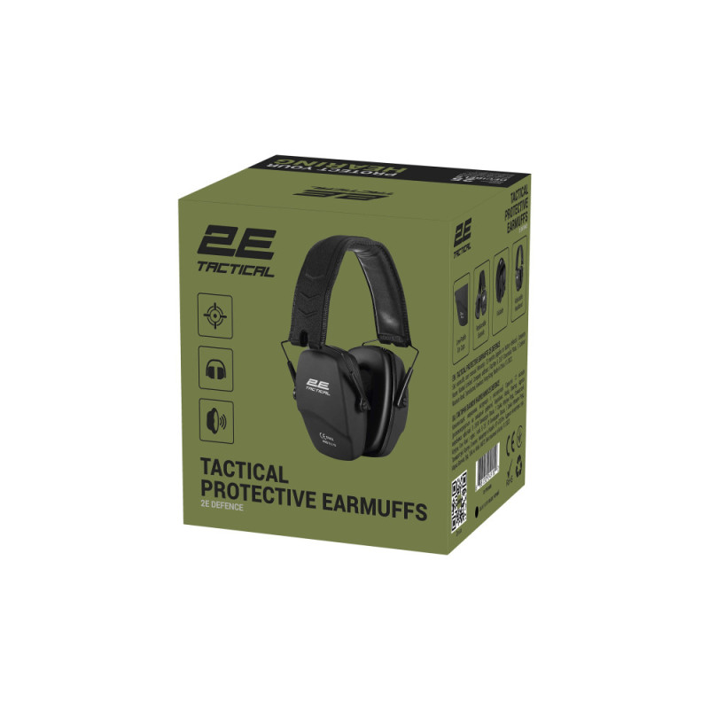 2E Tactical Tactical protective earmuffs Defense Black NRR: 25 dB, passive (2E-TPE016BK)