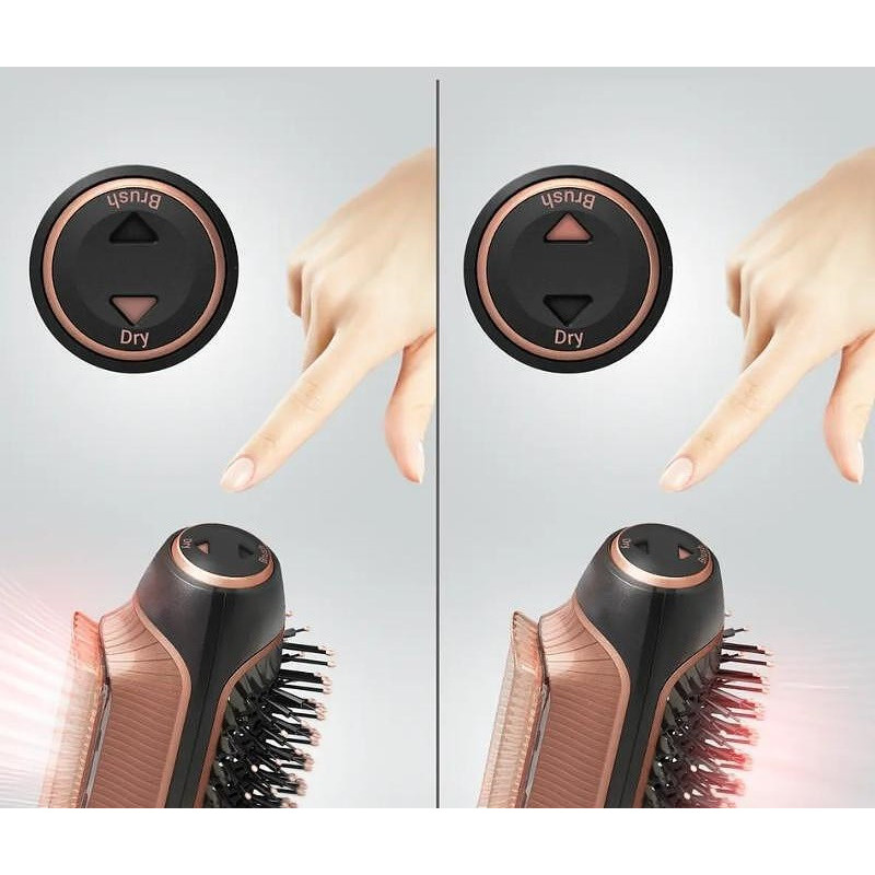 Rowenta Фен-щітка Reverso Dry&Brush 2в1, 1200Вт, 3 режими, іоніз-я, хол. обдув, насадок-2, кераміка, чорний-золотистий (CF9840F0)