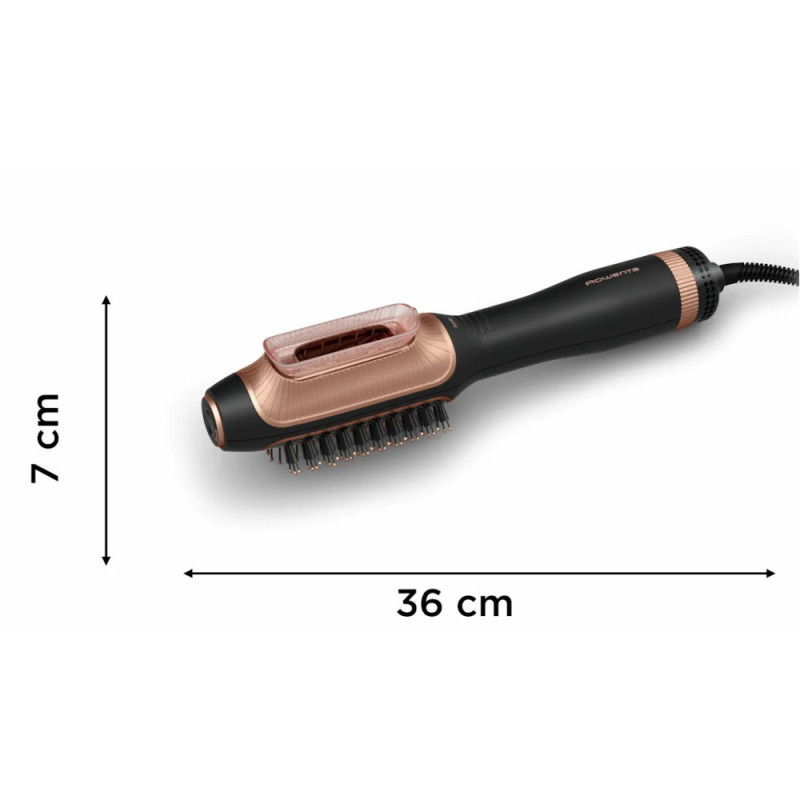 Rowenta Фен-щітка Reverso Dry&Brush 2в1, 1200Вт, 3 режими, іоніз-я, хол. обдув, насадок-2, кераміка, чорний-золотистий (CF9840F0)