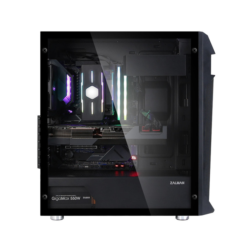 Zalman Computer case Z1 Plus, without PSU, 2xUSB3.0, 1xUSB2.0, 3x120mm Black fans, TG Side Panel, ATX, Black (Z1PLUS)