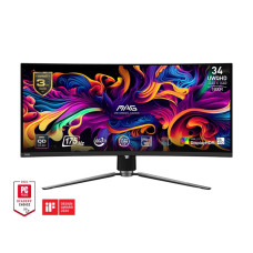 MSI Монітор MSI 34  MAG 341CQP 2xHDMI, DP, USB-C, 2xUSB, QD-OLED, 3440x1440, 21:9, 175Hz, 0.03ms, sRGB 139%, CURVED, FreeSync, HAS, HDR400 (9S6-3DD04T-031)