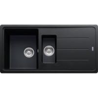 Franke Kitchen Sink Basis fragranite, rectang., with drainboard, 970х500х200mm, bowl - 2, over-mounted, onyx (114.0720.002)