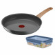 Tefal Renew frying pan + Tefal Master Seal Eco container, 26 cm, 0.8 l, aluminum, bakelite, glass, gray, transparent (C4250543)