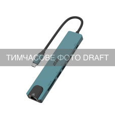 2E 2E Hub USB-C > 2xUSB-A/2xUSB-C PD/HDMI/microSD/SD/Ethernet, 0.15m, Pine Green (2E-W3921)