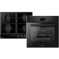 Hansa SET (oven electrical + hob gas), black (FCGS68326)