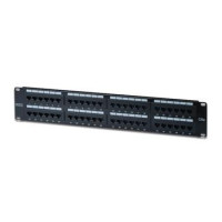 Digitus CAT 5e patch panel, unshielded, 48-port RJ45, 8P8C, LSA, 2U, Rack Mount Color black RAL 9005 (DN-91548U)
