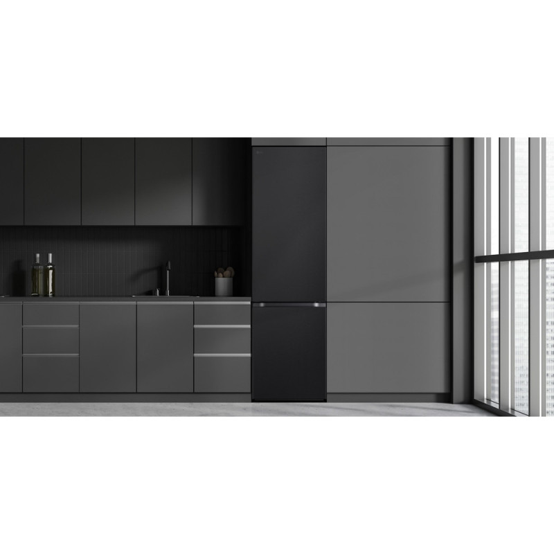 LG Refrigerator with bottom freezer, ref-277l, freez.-107l, 2doors, A++, inv., fresh zone, black (GW-B509FT7W)