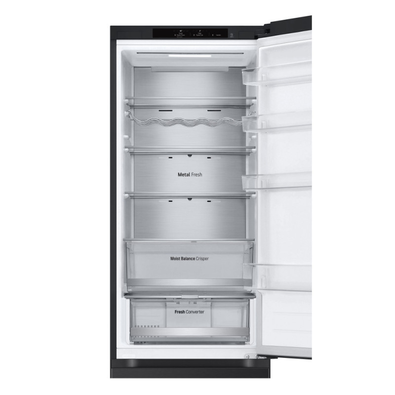 LG Refrigerator with bottom freezer, ref-277l, freez.-107l, 2doors, A++, inv., fresh zone, black (GW-B509FT7W)