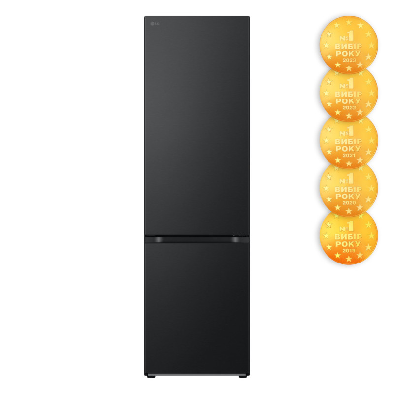 LG Refrigerator with bottom freezer, ref-277l, freez.-107l, 2doors, A++, inv., fresh zone, black (GW-B509FT7W)