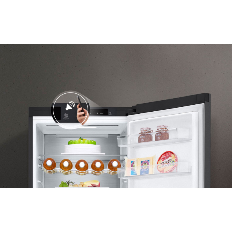 LG Refrigerator with bottom freezer, ref-277l, freez.-107l, 2doors, A++, inv., fresh zone, black (GW-B509FT7W)
