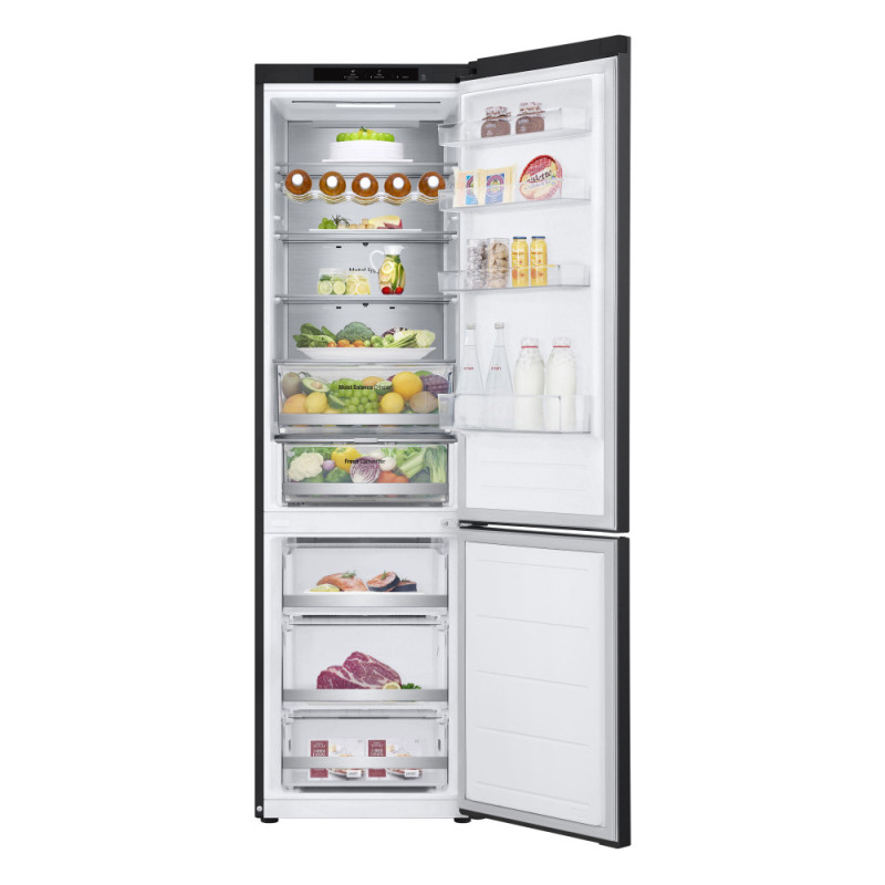 LG Refrigerator with bottom freezer, ref-277l, freez.-107l, 2doors, A++, inv., fresh zone, black (GW-B509FT7W)