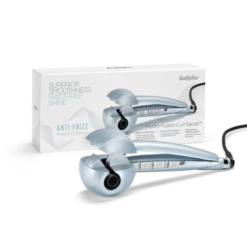 BaByliss Стайлер Curl Secret Hydro-Fusion, автоматический, 230 Вт, темп. режимов-3, 190C–230С, ионизация, керамика, голубой (C1700E) BaByliss Стайлер Curl Secret Hydro-Fusion, автоматический, 230 Вт, темп. режимов-3, 190C–230С, ионизация, керамика, голубой (C1700E)