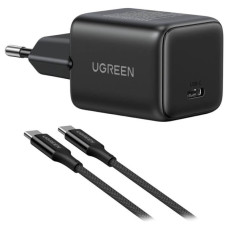 Зарядное устройство Ugreen USB-C PD30W GaN + cable USB-C to USB-C black (65012)