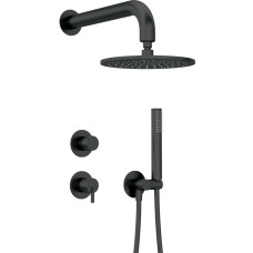 Deante Shower set Silia with mixer, shower head, hand shower, handle - concealed, black (NQS_N9YK)