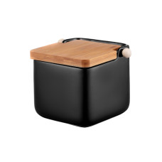 ARDESTO Sugar bowl Midori 12х12х11cm, 840ml, ceramic, bamboo, black (AR0907B)