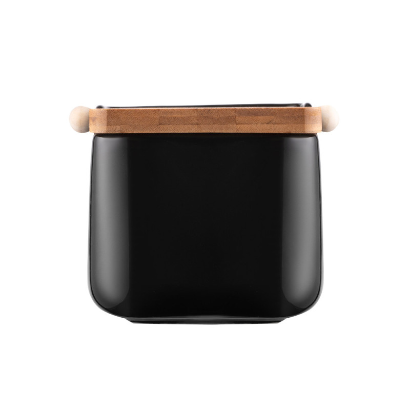 ARDESTO Sugar bowl Midori 12х12х11cm, 840ml, ceramic, bamboo, black (AR0907B)