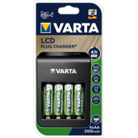VARTA Зарядний пристрій LCD PLUG CHARGER+4xAA 2100 mAh (57687101441)