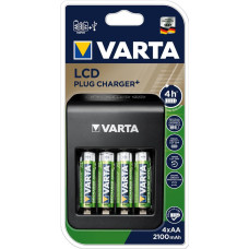 VARTA Зарядний пристрій LCD PLUG CHARGER+4xAA 2100 mAh (57687101441)