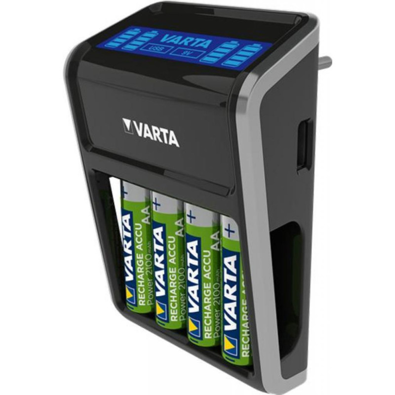 VARTA Зарядний пристрій LCD PLUG CHARGER+4xAA 2100 mAh (57687101441)