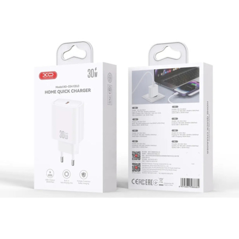 Зарядное устройство XO USB-C PD30W white (CE41.white)