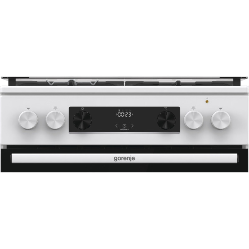 Gorenje Плита комбінована, 71л, 60x60см, приготування з паром, програматор, дисплей, чавун, з кришкою, білий (GKS6C70WA)