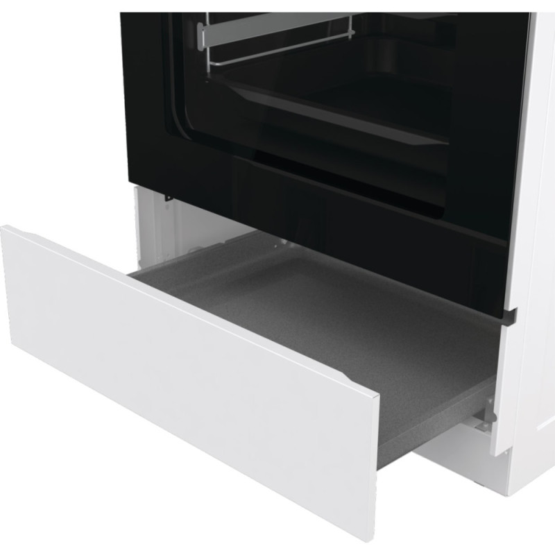 Gorenje Плита комбінована, 71л, 60x60см, приготування з паром, програматор, дисплей, чавун, з кришкою, білий (GKS6C70WA)