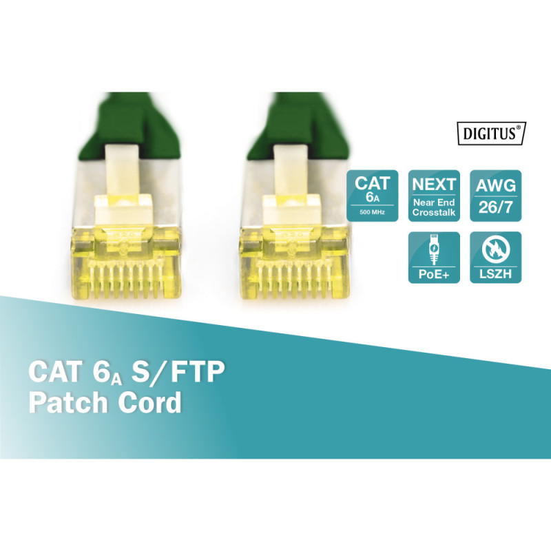 Digitus Патч-корд CAT 6а SF-UTP, 20м, AWG 26/7, Cu, LSZH, зеленый (DK-1644-A-200/G)
