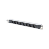 Силовой блок 1U, 8xSchuko, 16A, 250V, вилка Schuko Digitus (DN-95401)
