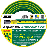 2E Шланг садовий 2Е AquaFlex Emerald Pro 1/2" 30м 4 шари 20бар -10…+60°C (2E-GHE12ED30)
