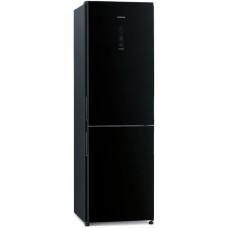 Hitachi Холодильник с нижн. мороз., 190x60х65, холод.отд.-215л, мороз.отд.-115л, 2дв., А++, NF, инв., зона нулевая, черный (стекло) (R-BG410PUC6X-1GBK)