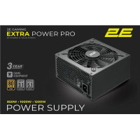 2E Gaming Блок живлення 2E GAMING Extra Power Pro ATX3.1 GEN5.0 (850W), >90%, 80+ Gold, 140мм, 1xMB 24pin(20+4), 2xCPU 8pin(4+4), 3xMolex, 6xSATA, 4xPCIe 8pin(6+2), 1xPCIe GEN5 16pin, Full Modular (2E-EP850GMII-140)
