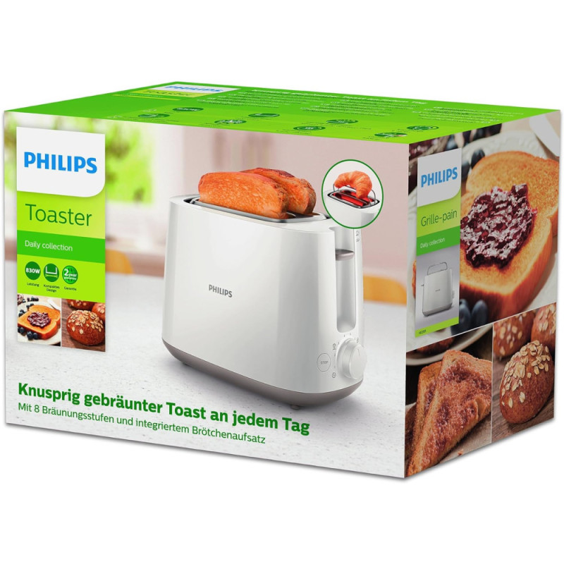 Philips Toaster Daily Collection, 830V, plastic, white (HD2581/00)