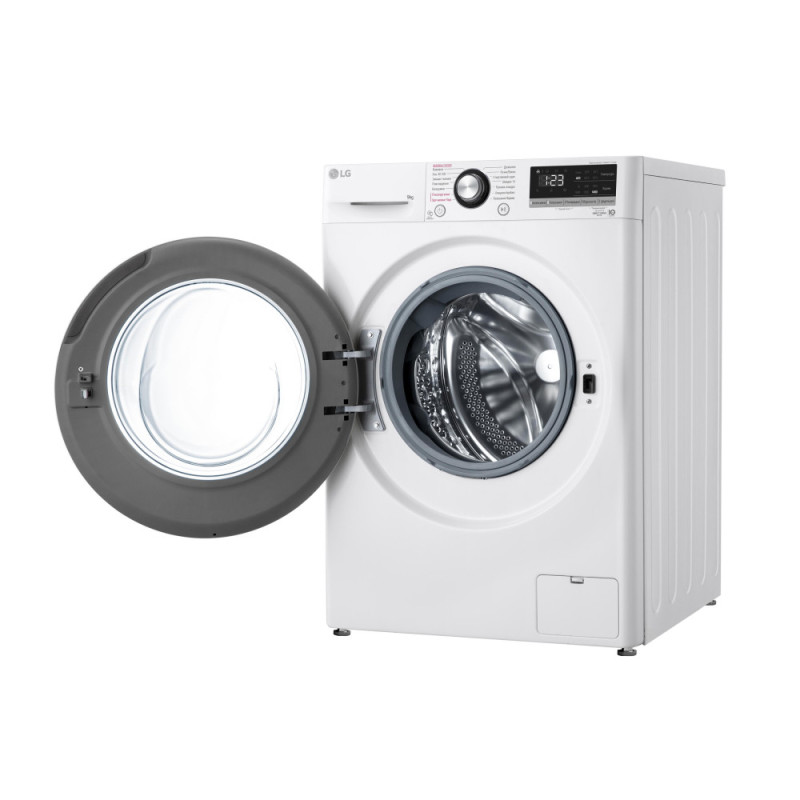 LG Стиральная машина фронтальная, 9кг, 1400, A+++, 57см, дисплей, пар, инвертор, белый (F4V3VS6WW)