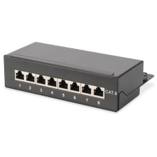 Digitus Desktop CAT 6 Patch Panel, shielded Class E, 8-port RJ45, 8P8C, LSA, color black RAL 9005 (DN-91608SD)