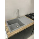 Adamant Kitchen sink Horizon, artificial stone, rectang., with drainboard, 780х495х230mm, bowl - 1, over-mounted, grey (000008547)